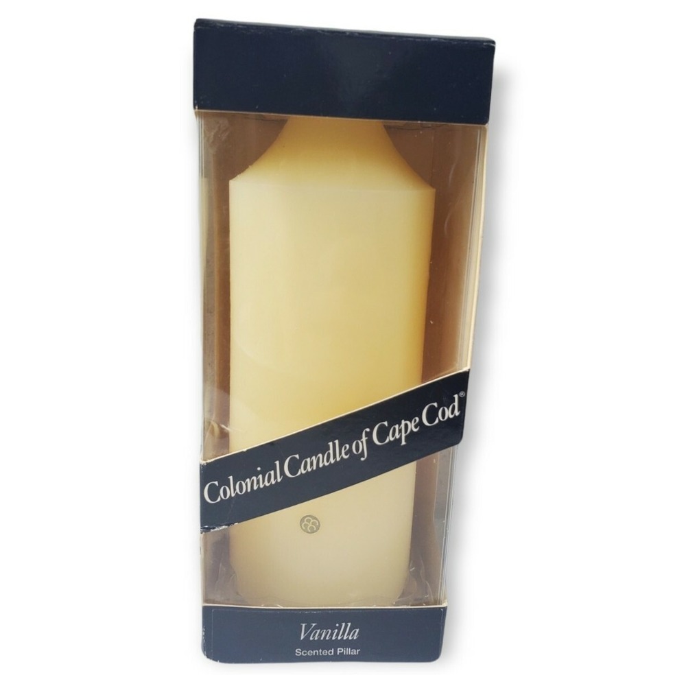 Vintage Colonial Candle of Cape Cod Pillar Candle white New 7.5" Vanilla USA